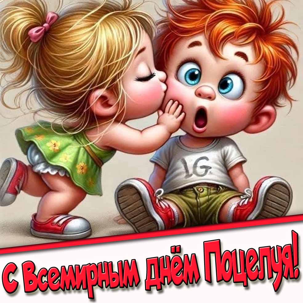 С Всемирным днём поцелуя! - прикольная картинка