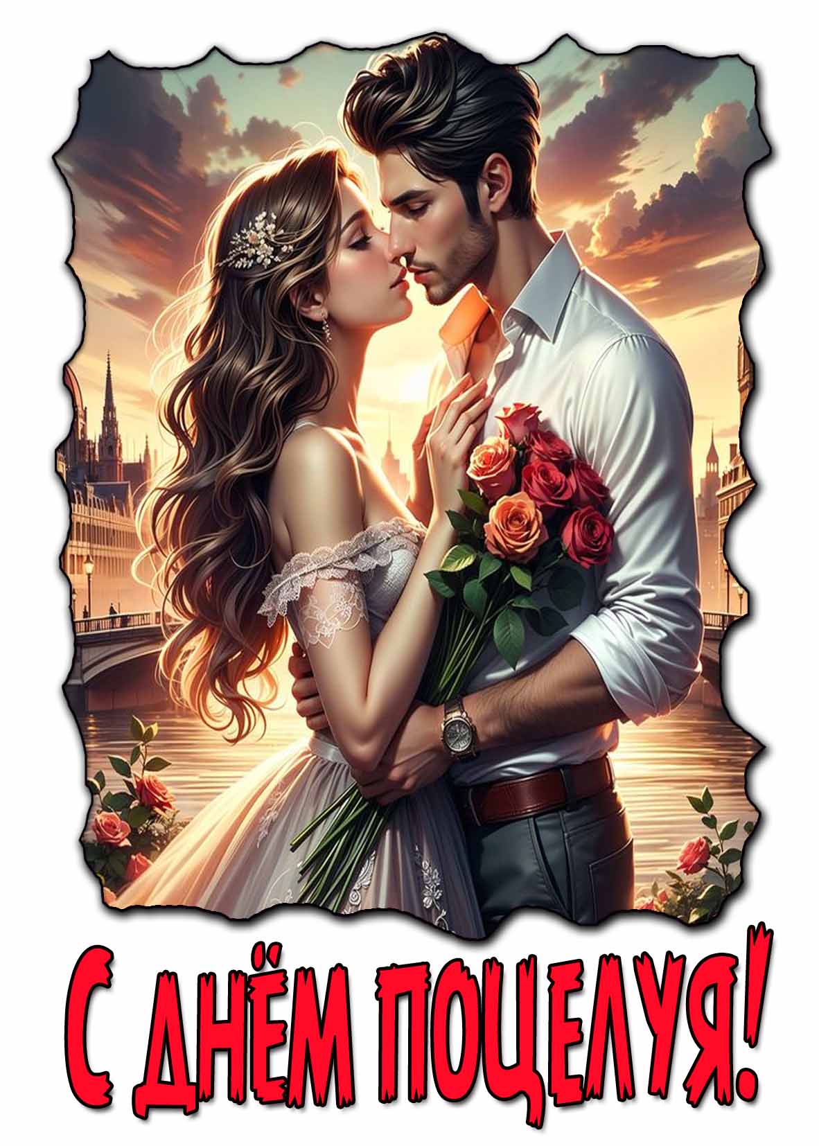 Красивая открытка с днём поцелуя