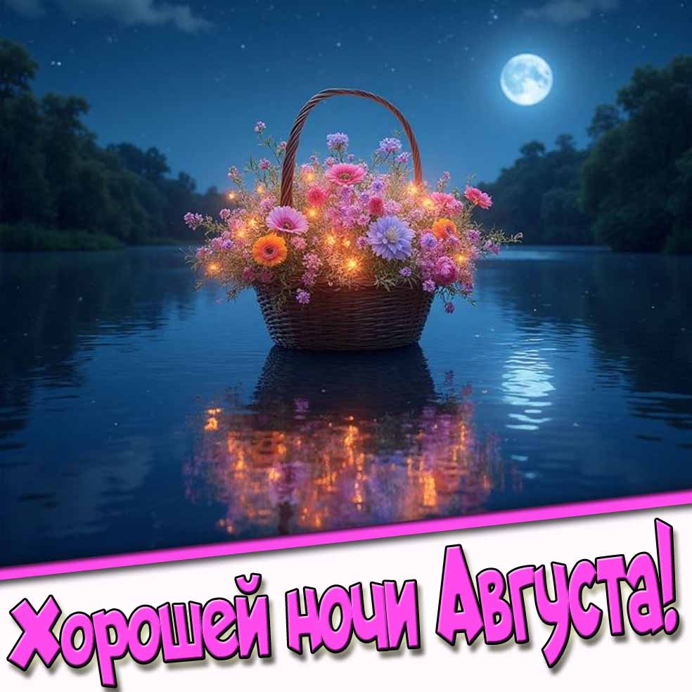 Хорошей ночи августа! - картинка с цветами