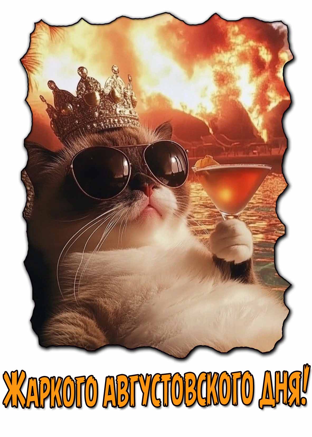 Жаркого августовского дня! - смешная картинка с котом