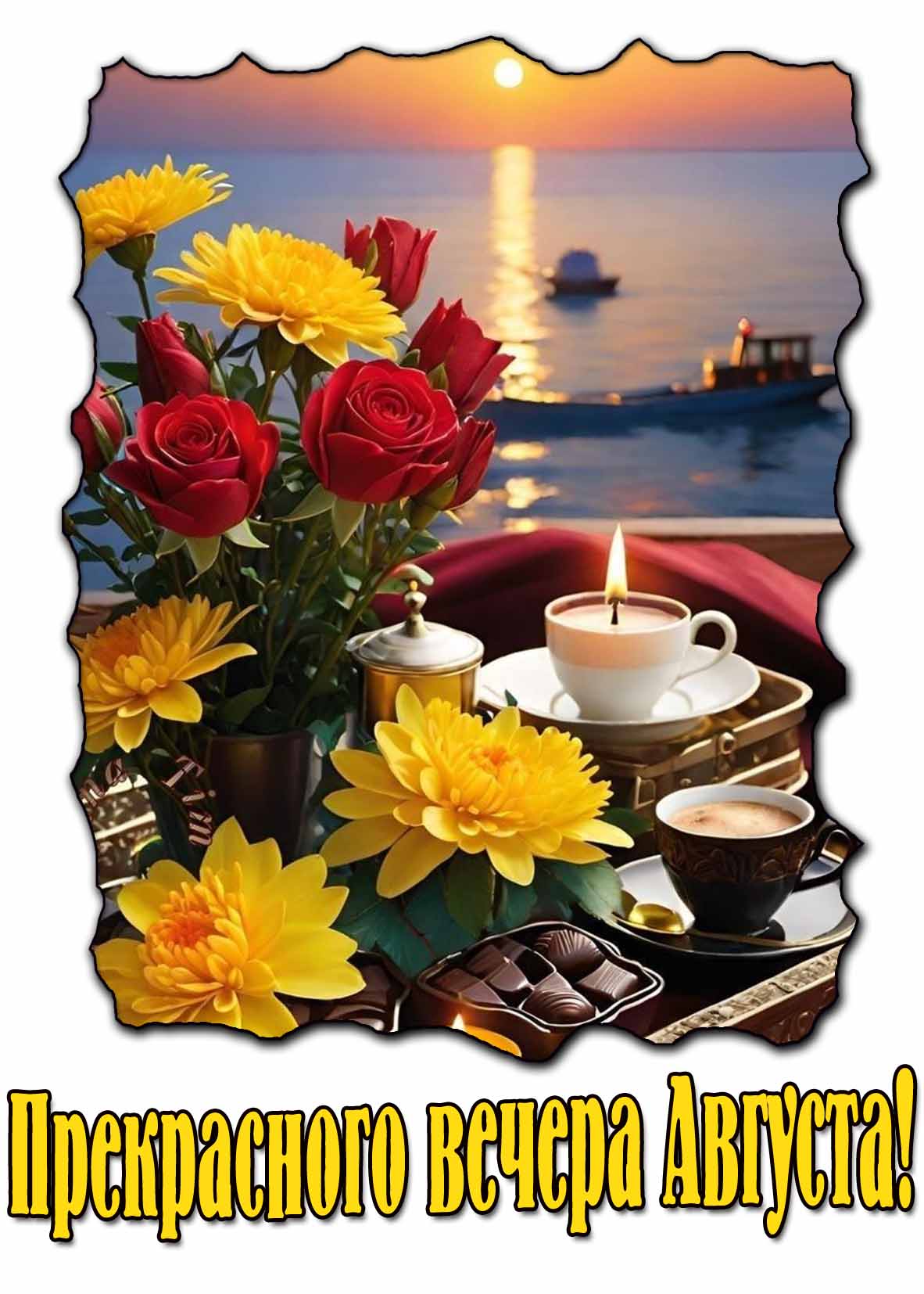 Открытка прекрасного вечера августа
