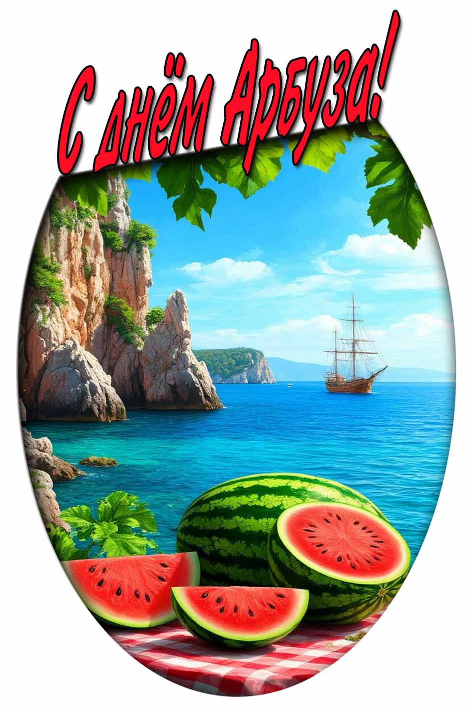 С днём арбуза! - летняя открытка