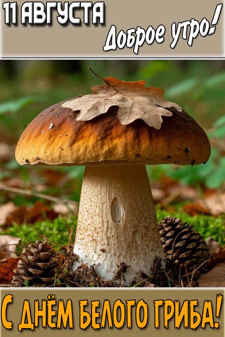 Картинка "11 августа доброе утро! С днём белого гриба!"