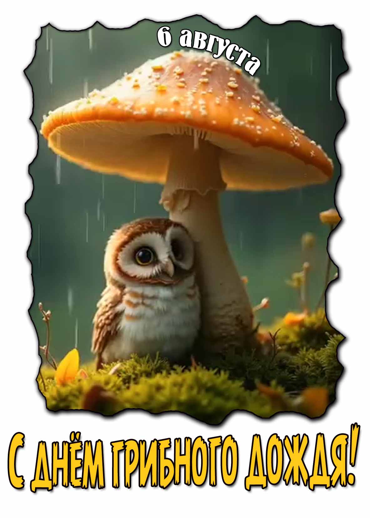 Красивая картинка с днём грибного дождя 6 августа