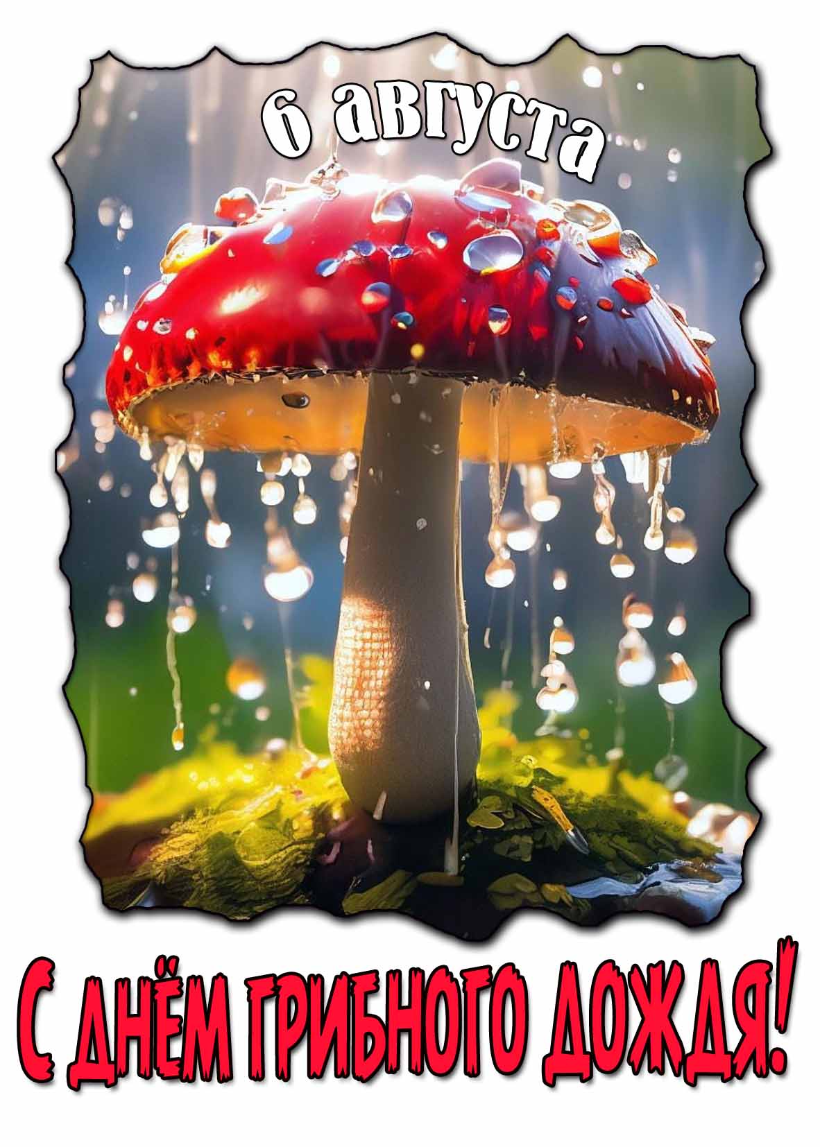 С днём грибного дождя! - красивая открытка