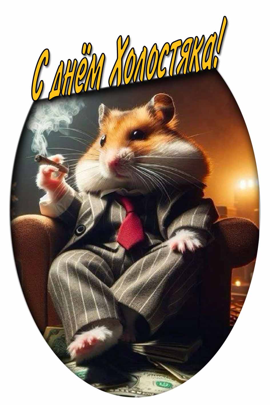 С днём холостяка! - открытка с хомяком
