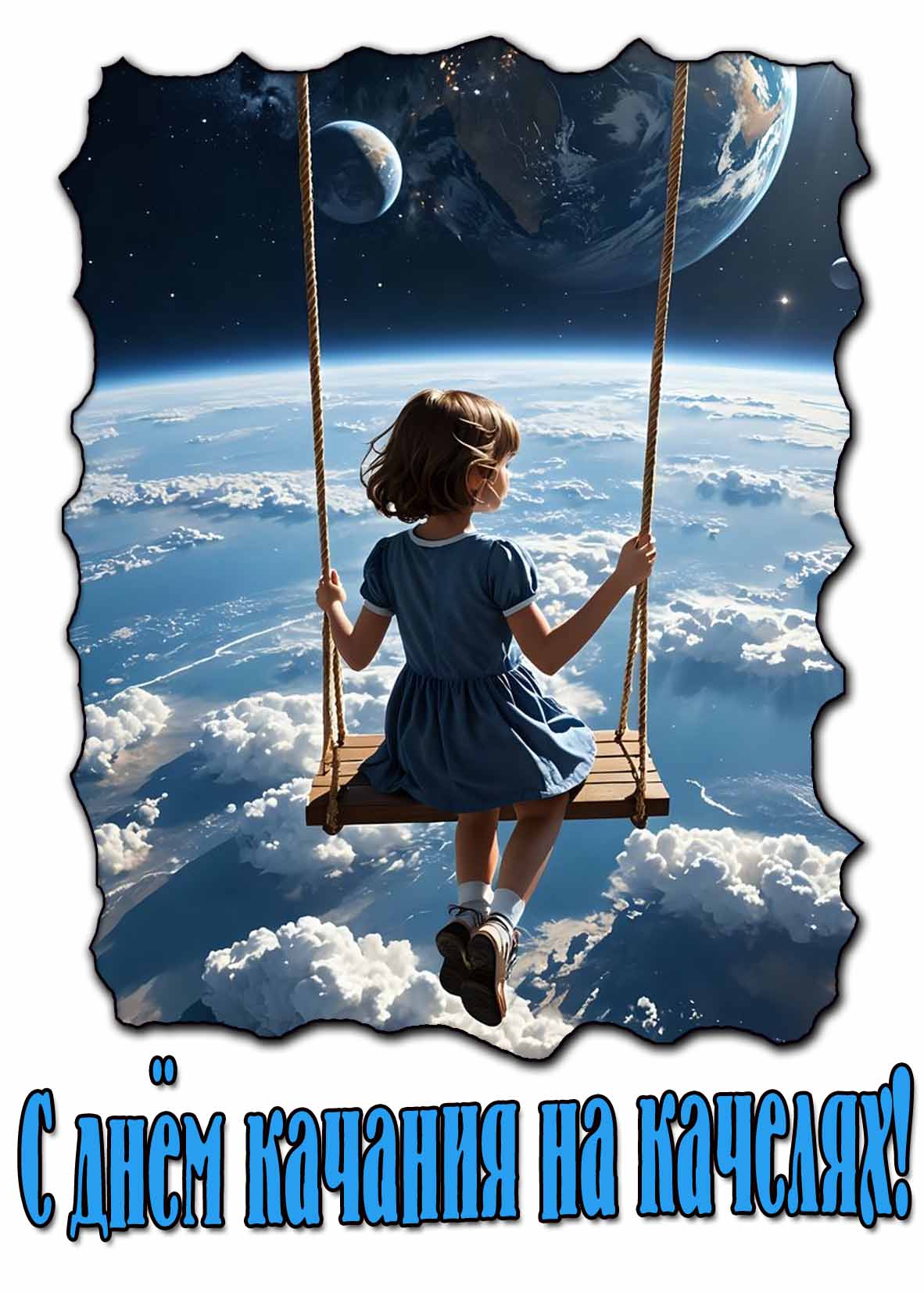 Креативная картинка с днём качания на качелях