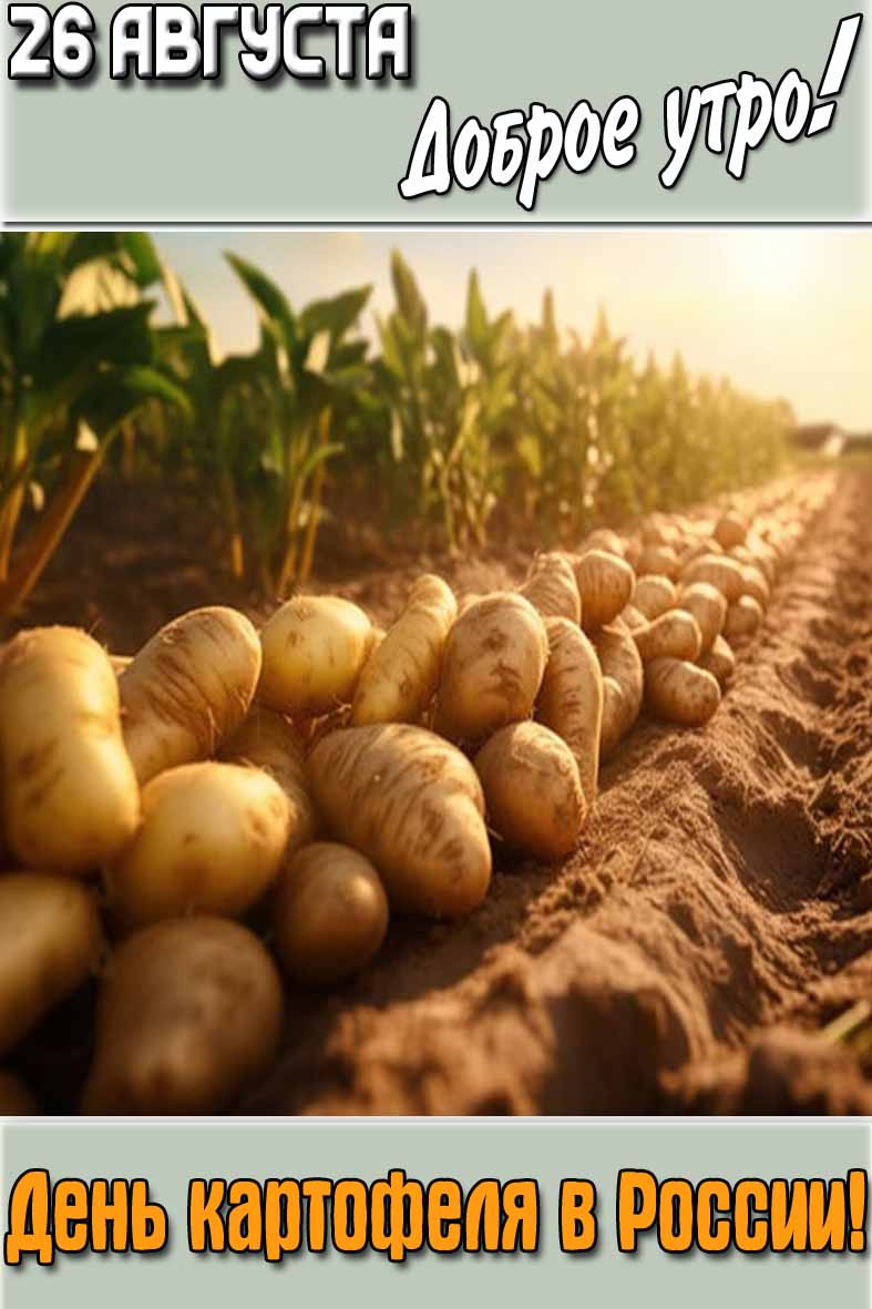 Открытка "26 августа доброе утро! День картофеля в России!"