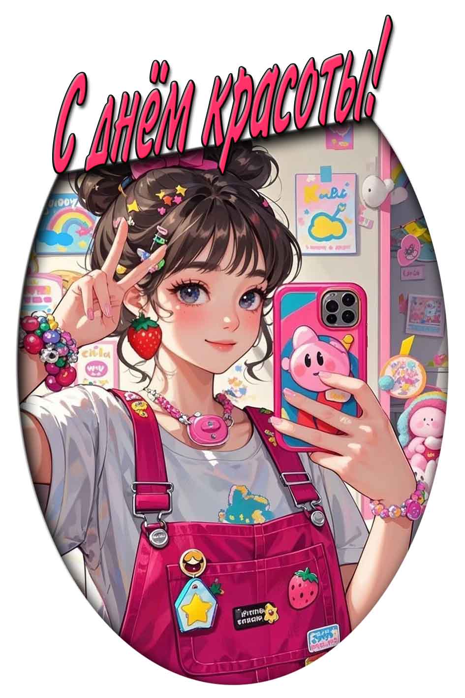 С днём красоты! - открытка с аниме девушкой