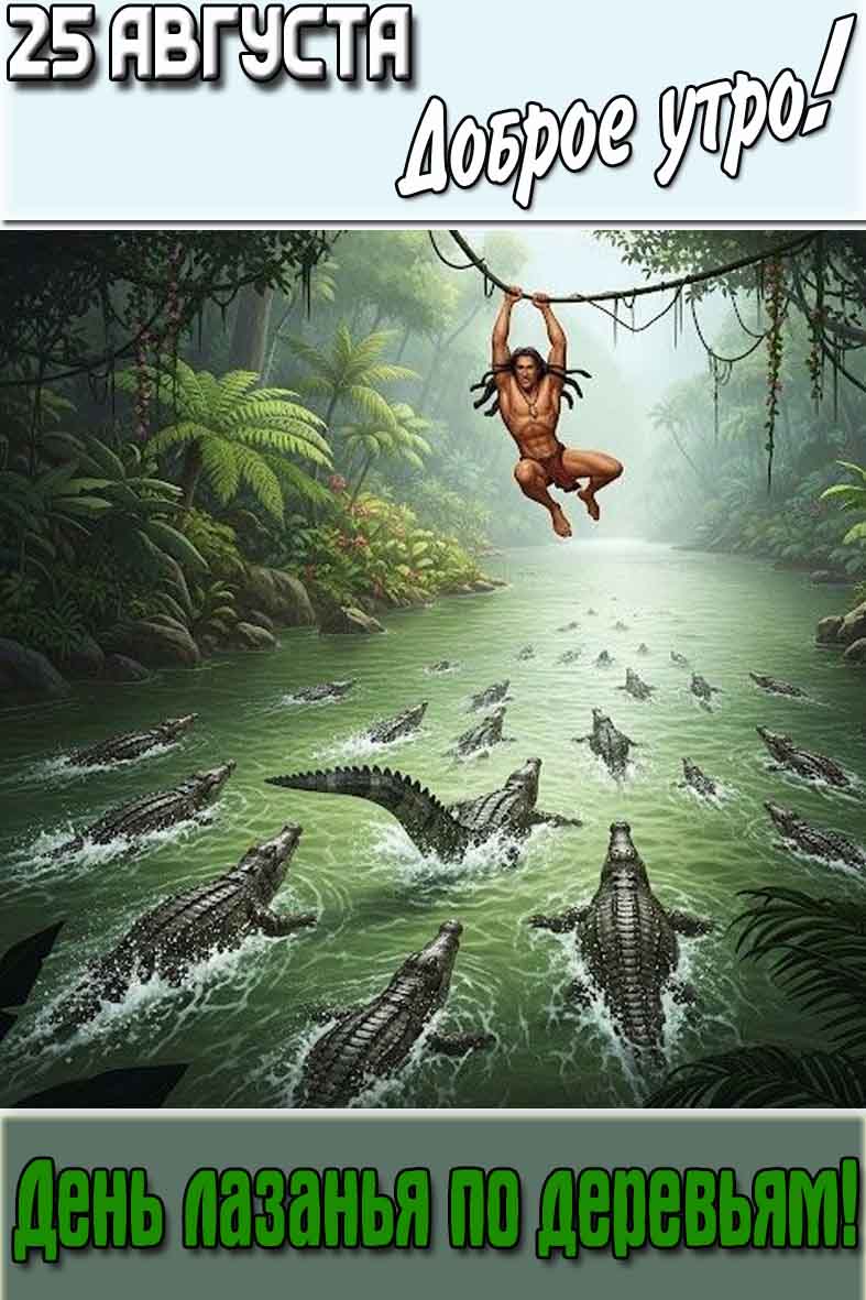 Картинка "25 августа доброе утро! День лазанья по деревьям!"
