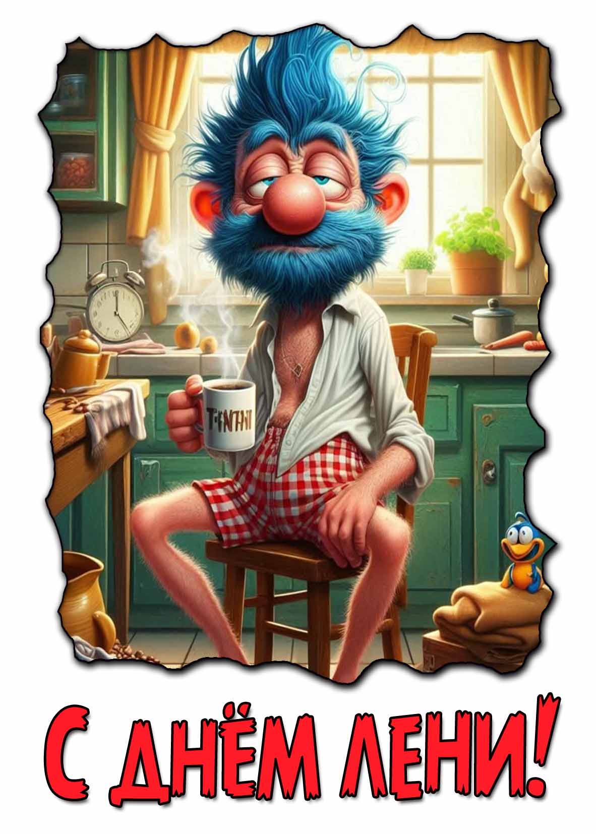 Смешная открытка с днём лени