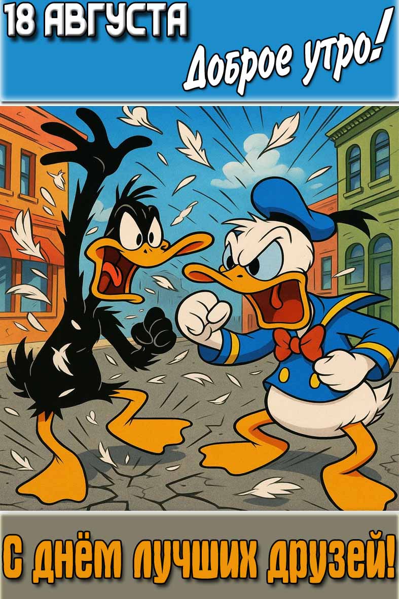 Смешная картинка "18 августа доброе утро! С днём лучших друзей!"