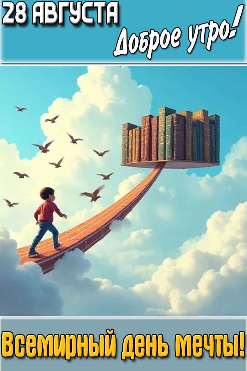 Открытка "28 августа доброе утро! Всемирный день мечты!"