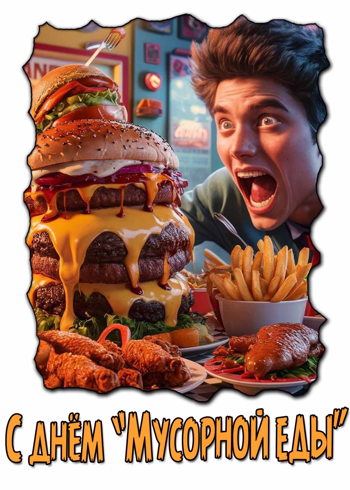 Красивая открытка с днём «мусорной еды»