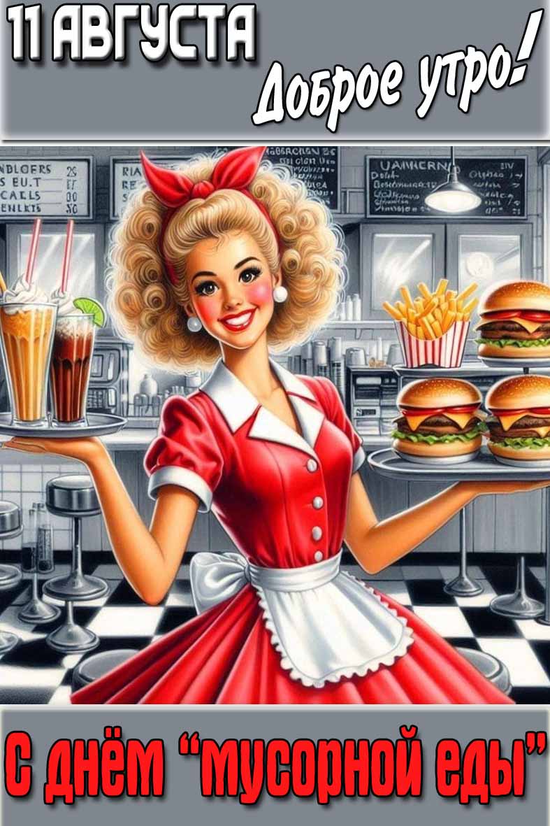 Картинка "11 Августа доброе утро! С днём «мусорной еды»!"