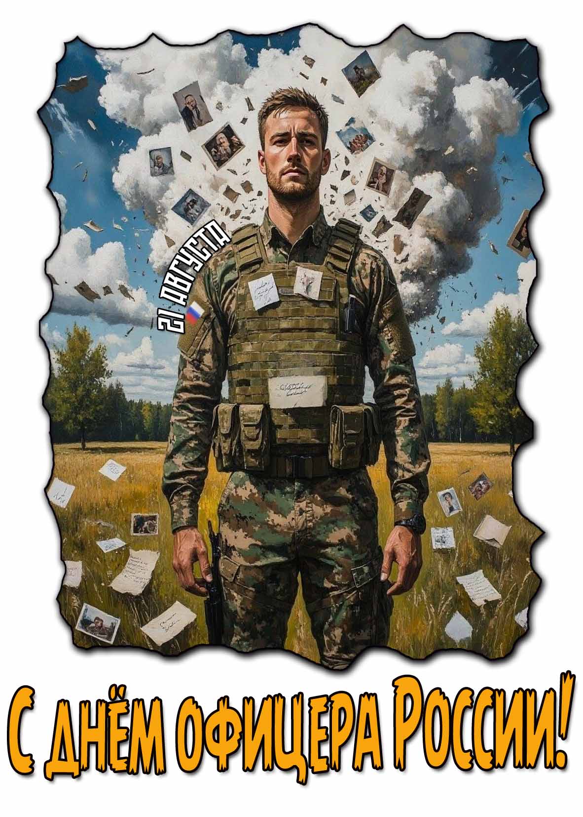 С днём офицера России! - открытка с солдатом СВО
