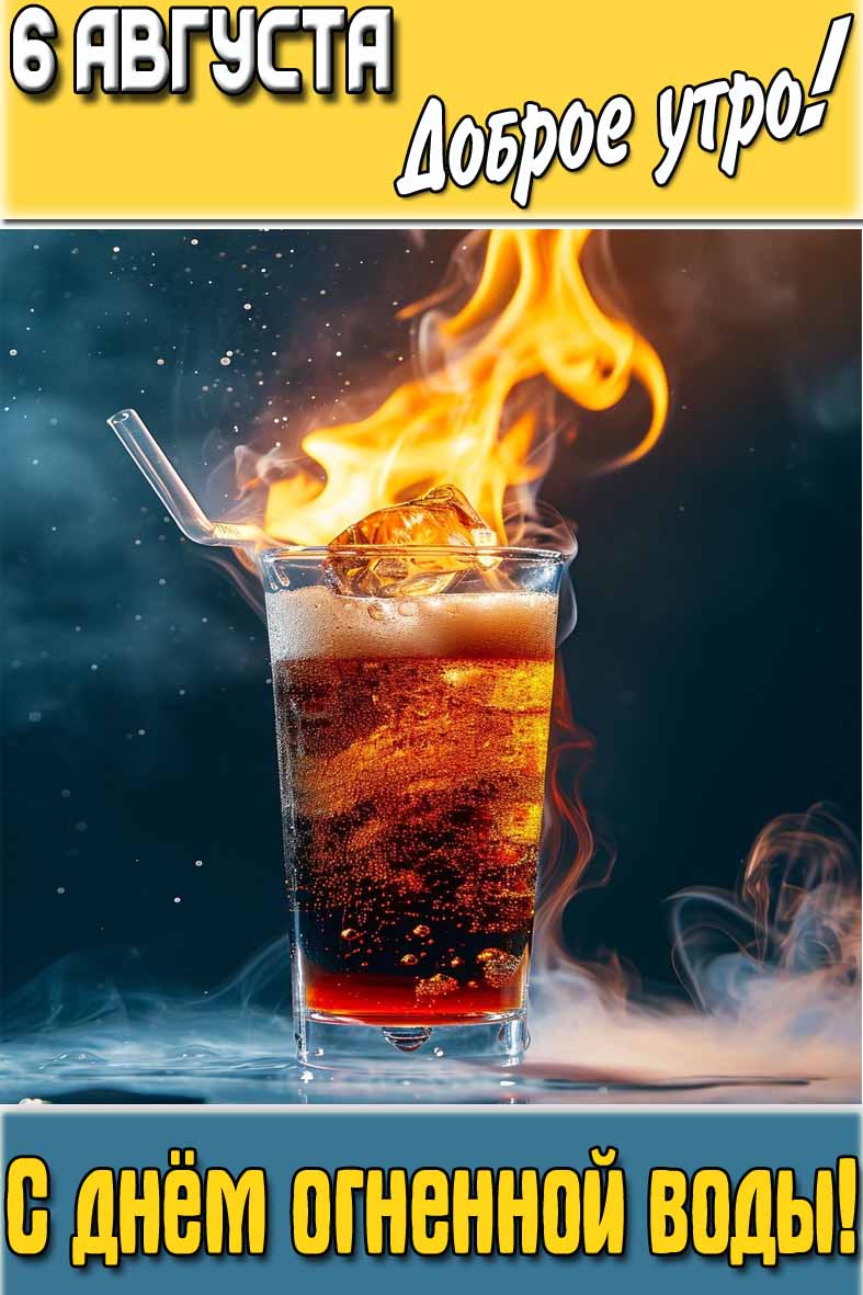 Открытка "6 августа доброе утро! С днём огненной воды!"