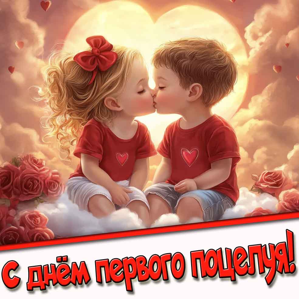 Детская открытка с днём первого поцелуя