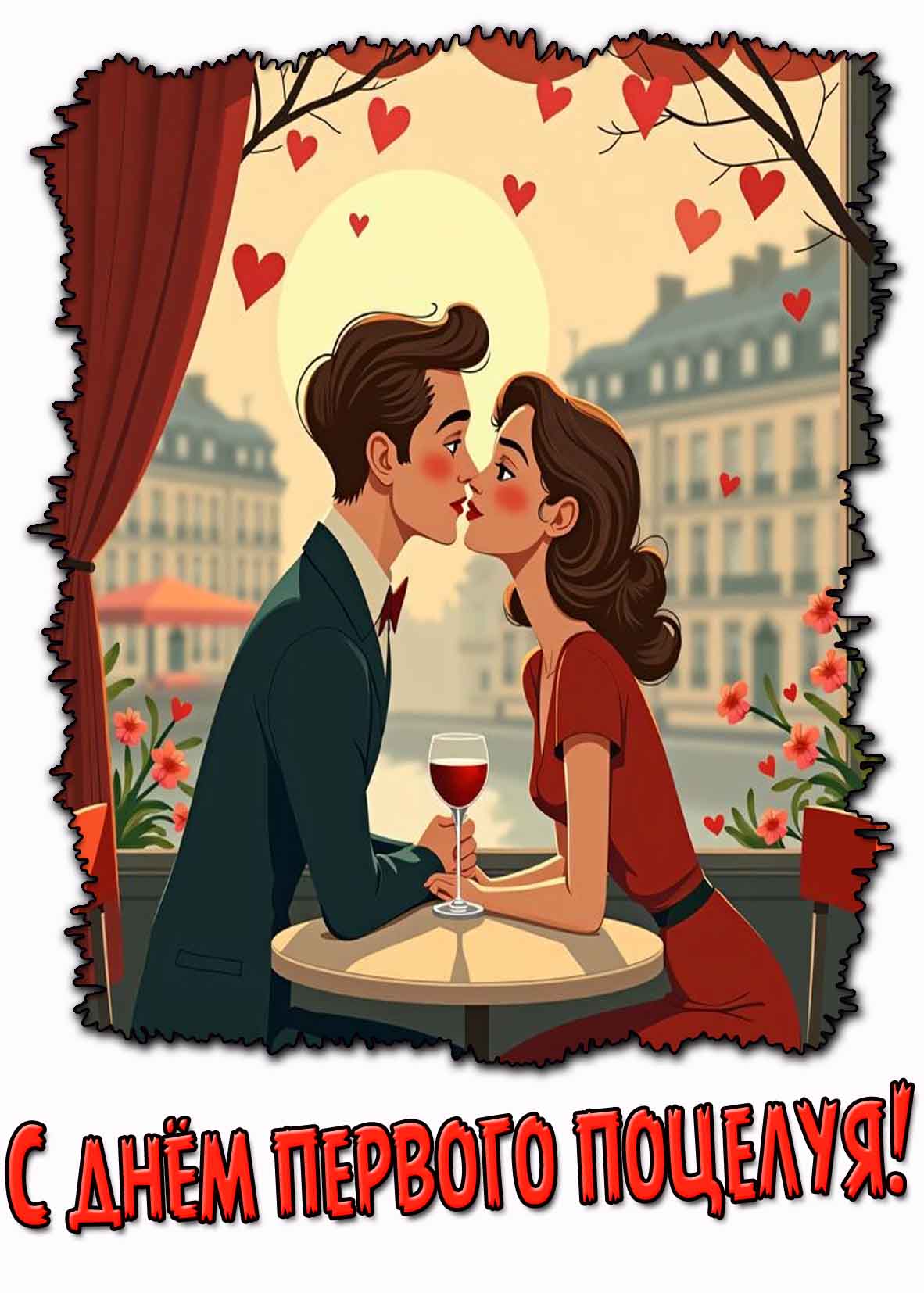 Красивая картинка с днём первого поцелуя