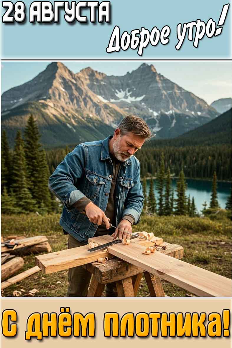 Картинка "28 августа доброе утро! С днём плотника!"