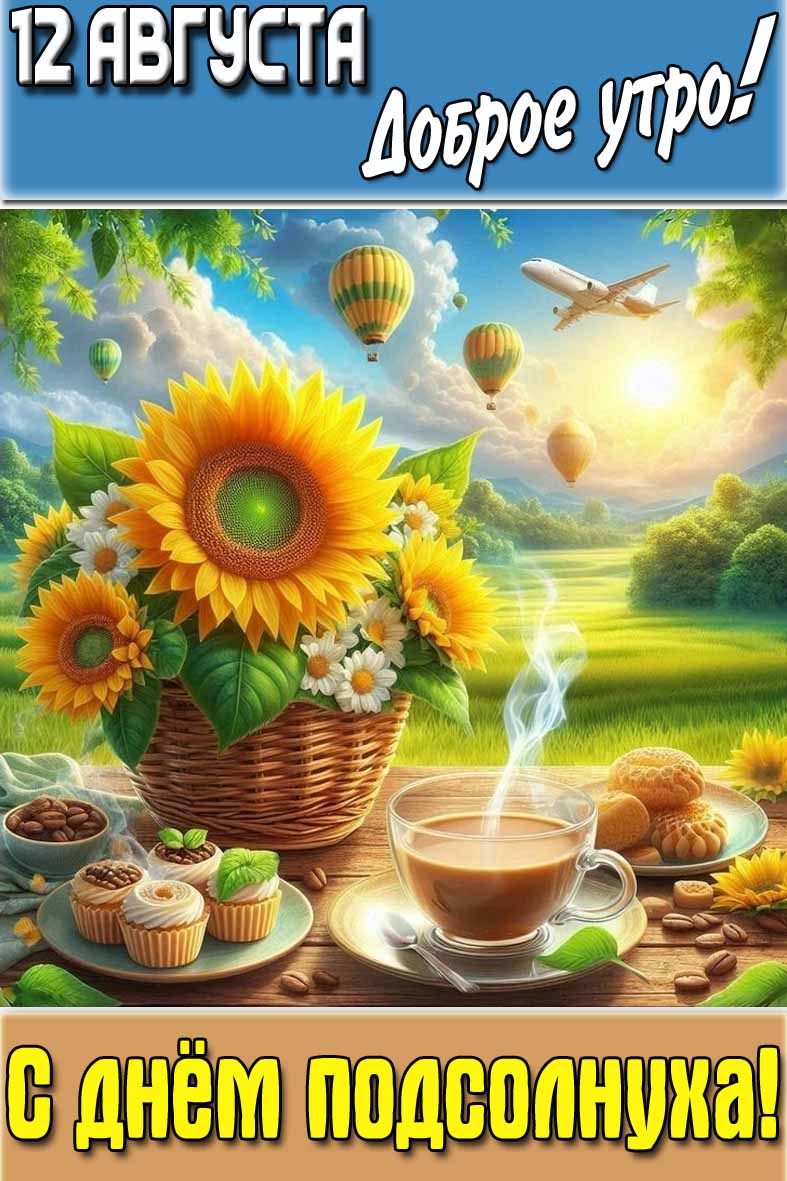 Картинка "12 августа доброе утро! С днём Подсолнуха!"
