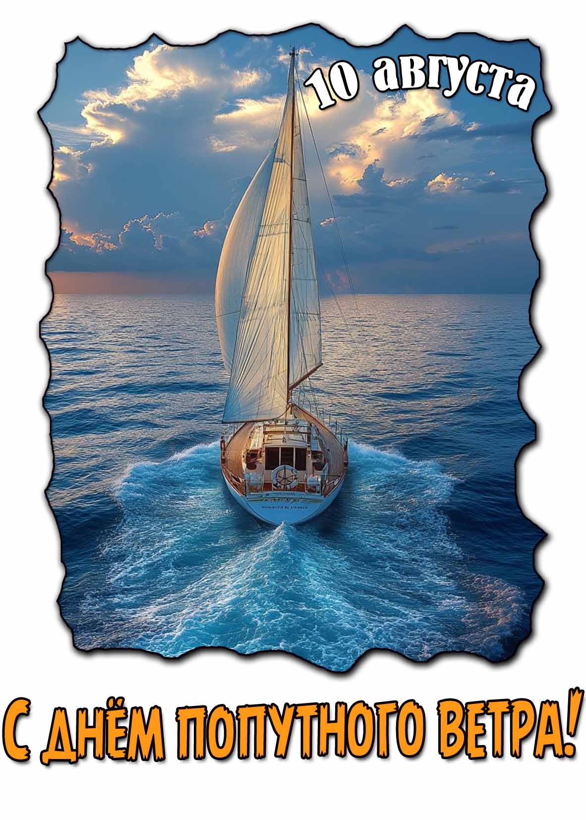С днём попутного ветра! - картинка с яхтой