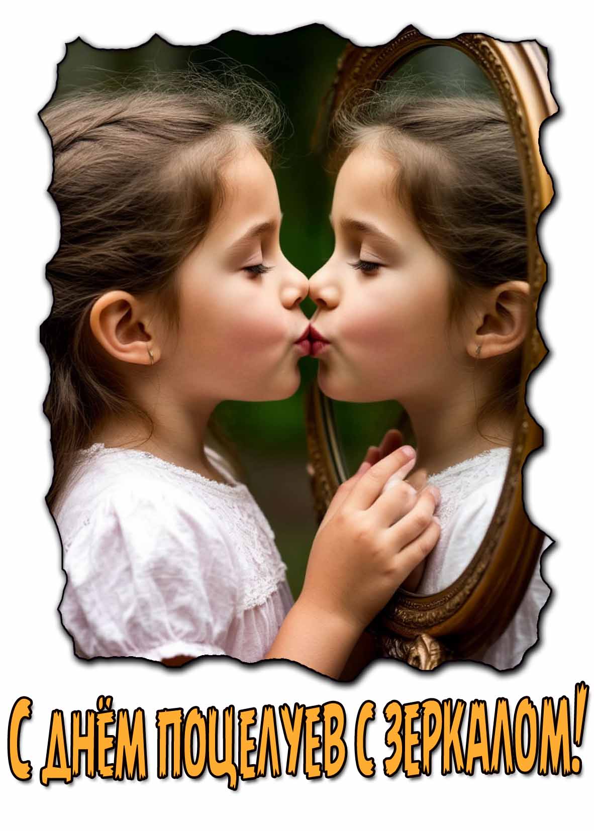 Красивая картинка с днём поцелуев с зеркалом