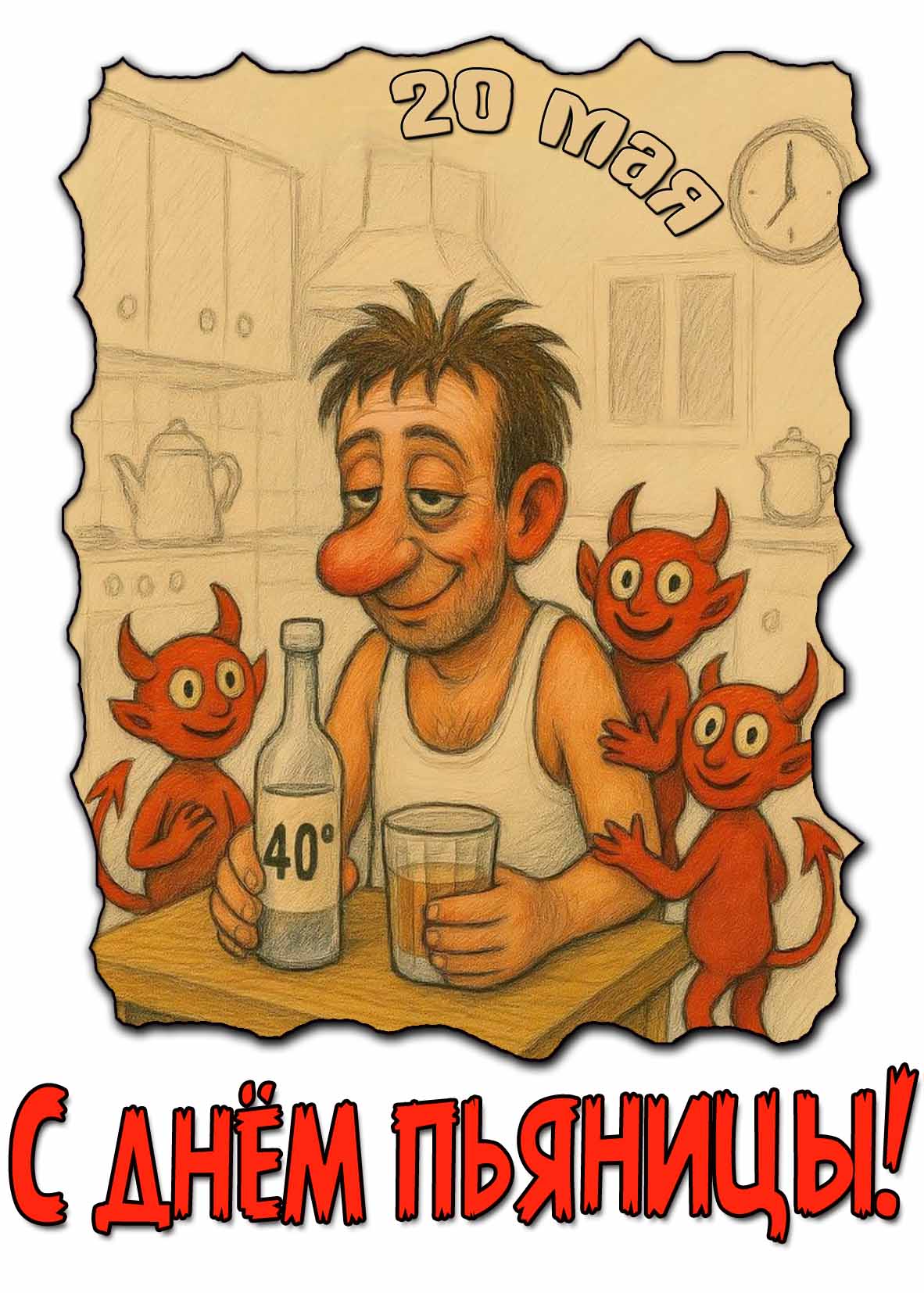 Прикольная открытка с днём пьяницы 20 мая