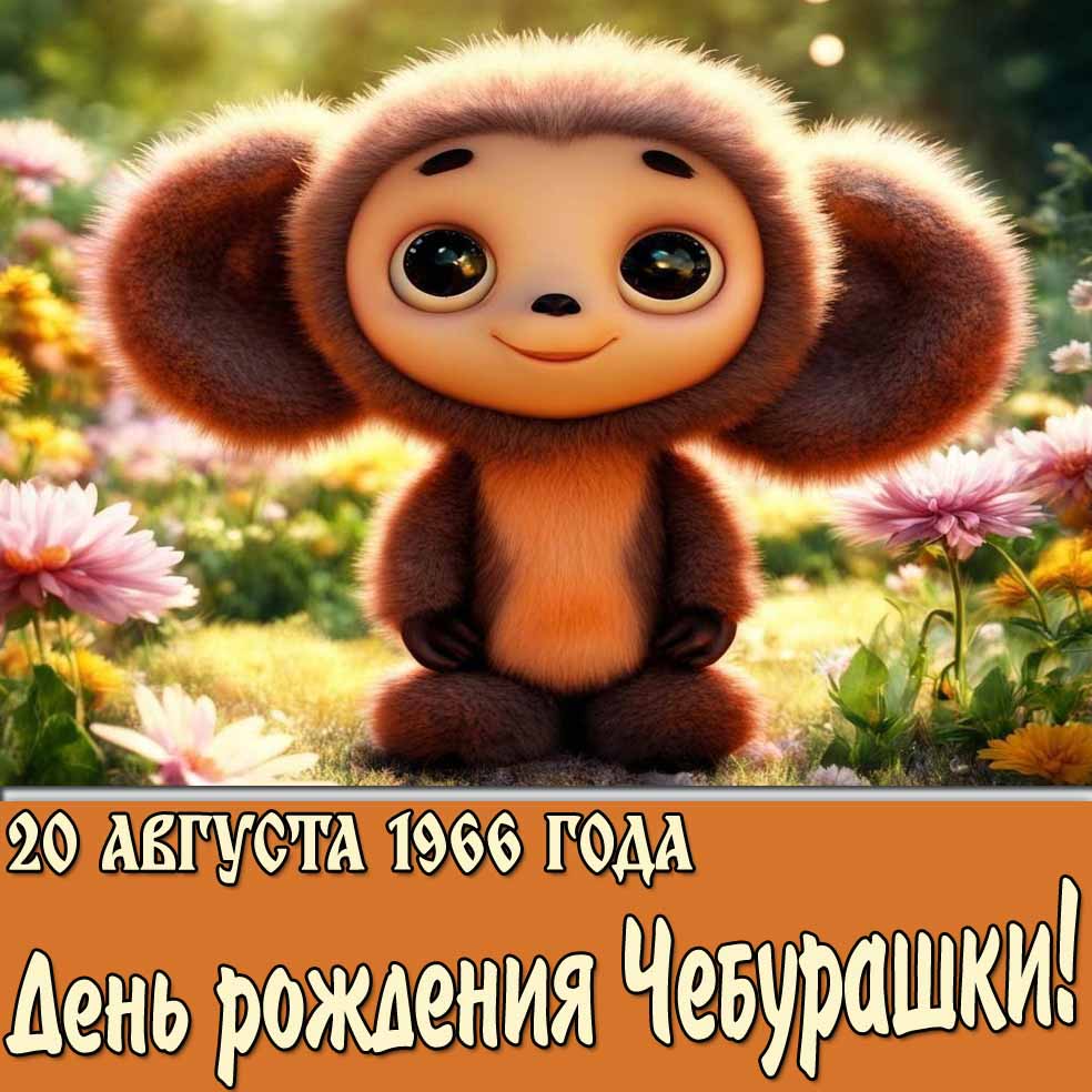 Открытка 20 августа 1966 года день рождения чебурашки