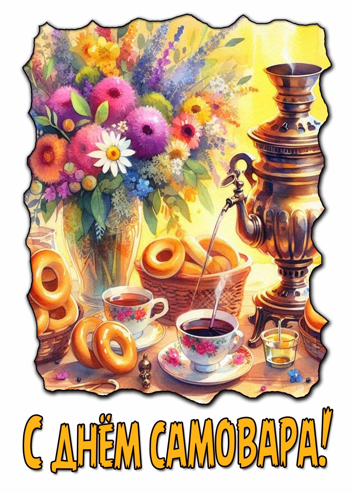 Красивая открытка с днём самовара