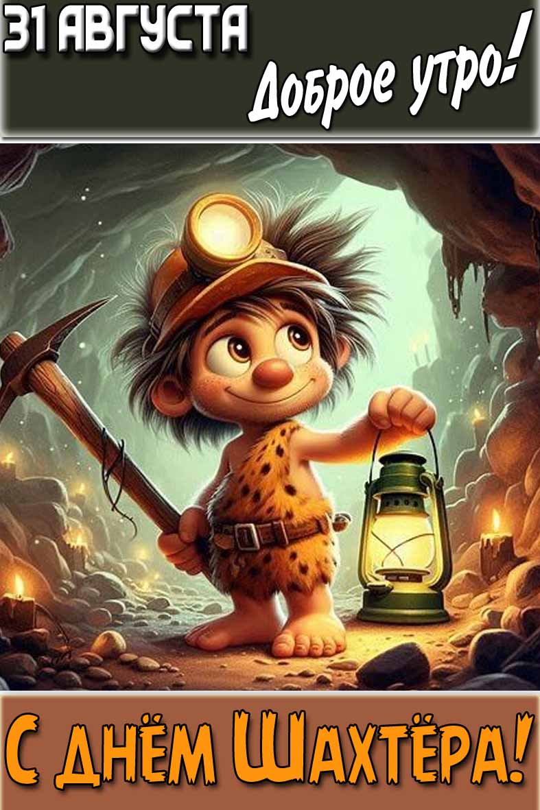 Открытка "31 августа доброе утро! С днём Шахтёра!"