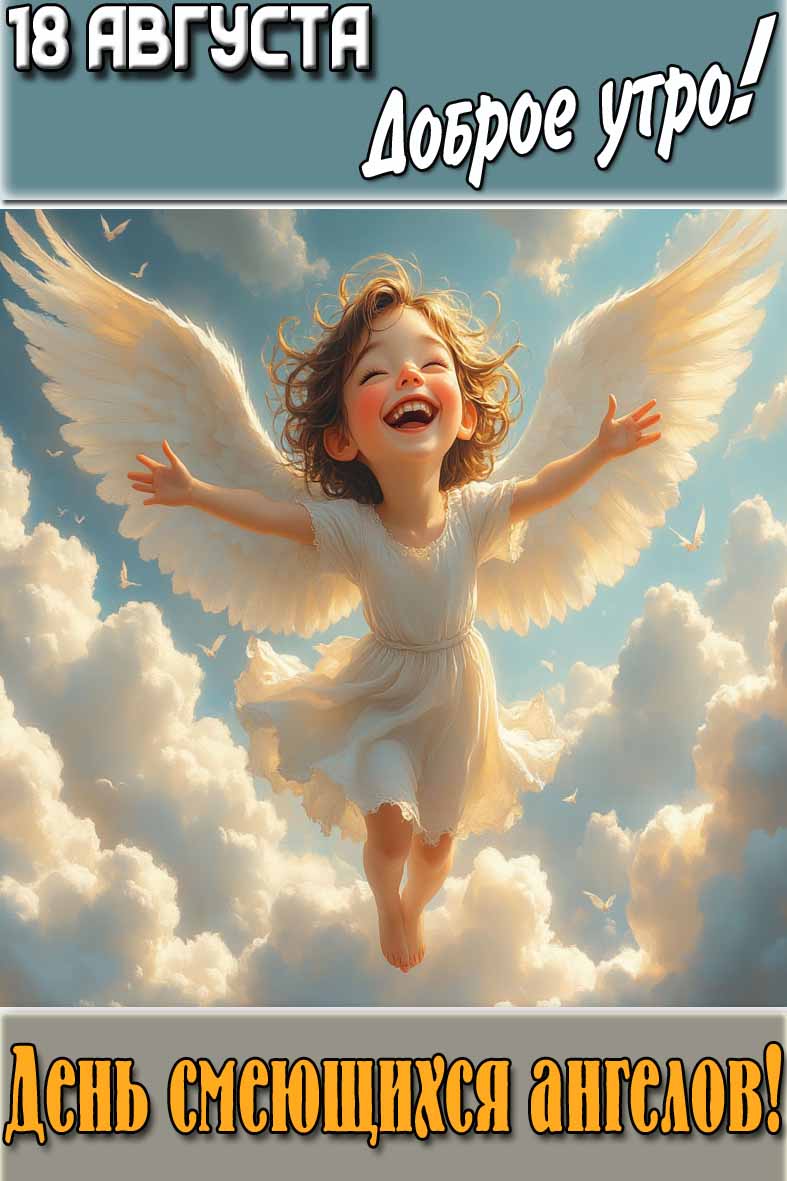 Открытка "18 августа доброе утро! День смеющихся ангелов!"