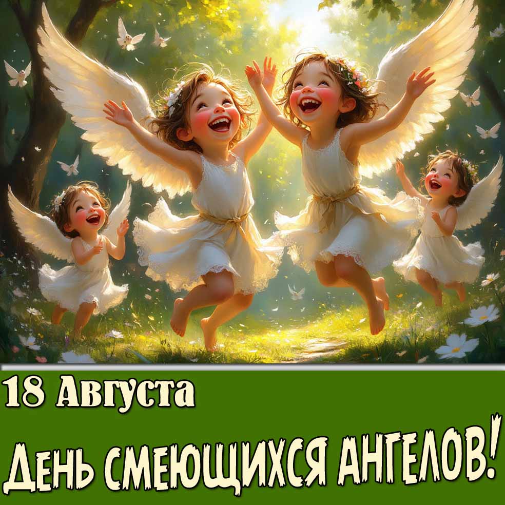 Открытка 18 августа день смеющихся ангелов