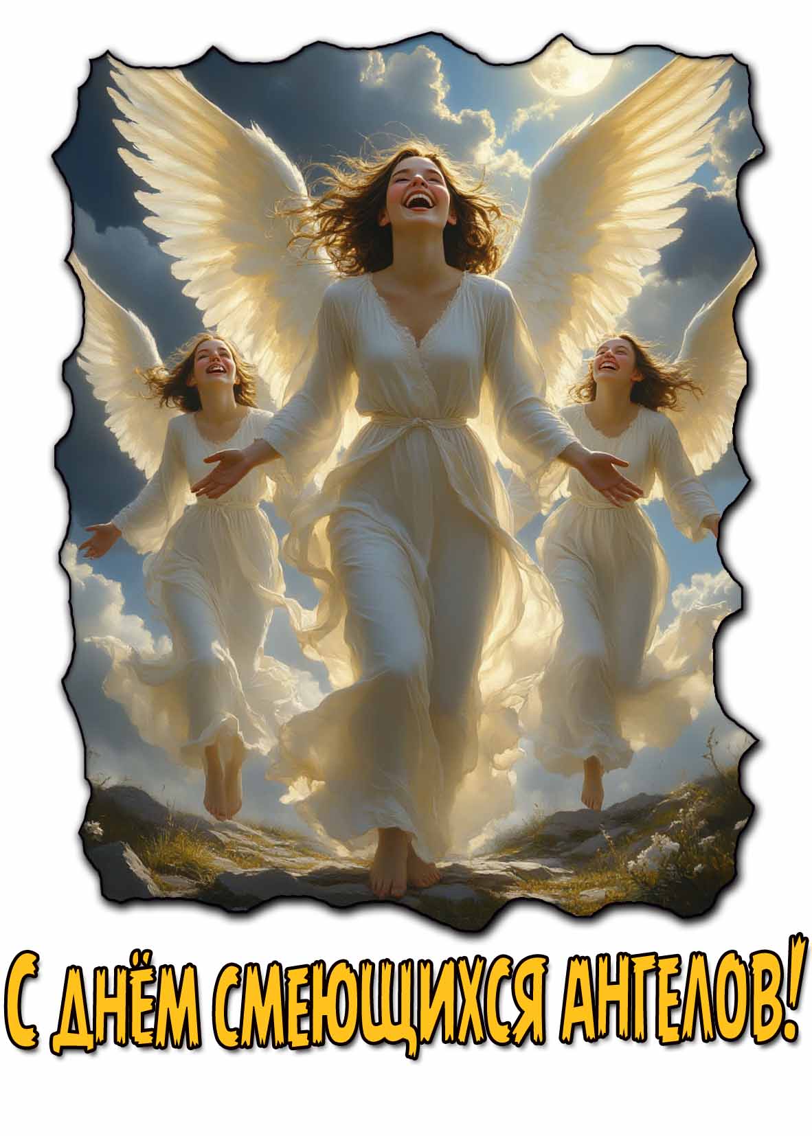 Красивая картинка с днём смеющихся ангелов