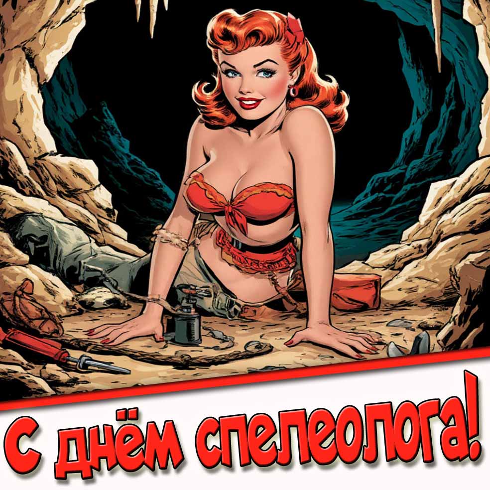 С днём спелеолога! - картинка в пин ап стиле