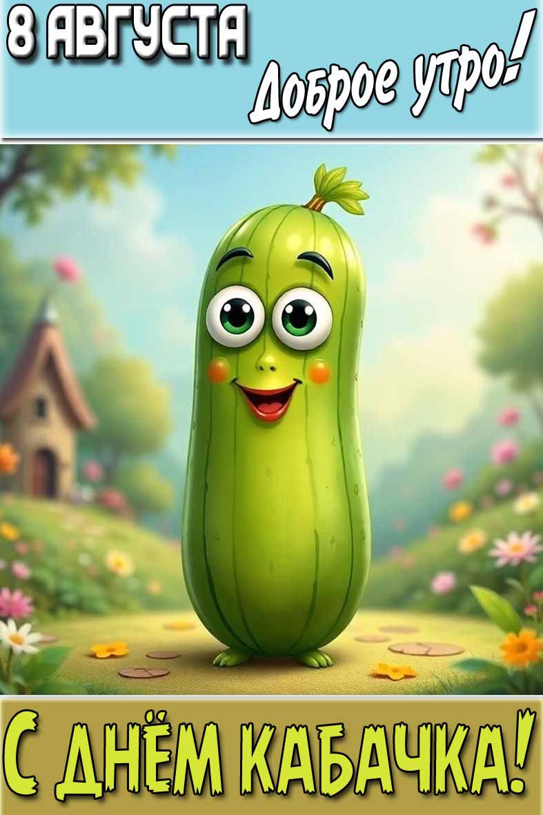 Красивая картинка "8 августа доброе утро! С днём кабачка!"