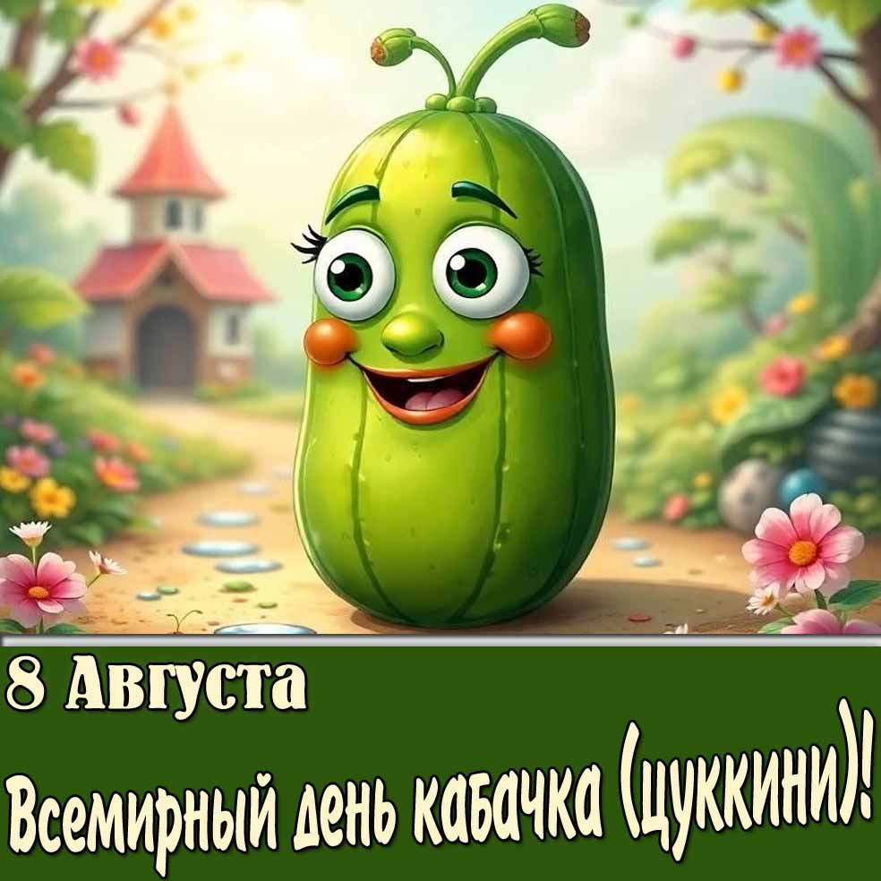 Открытка 8 августа Всемирный день цуккини (кабачка)