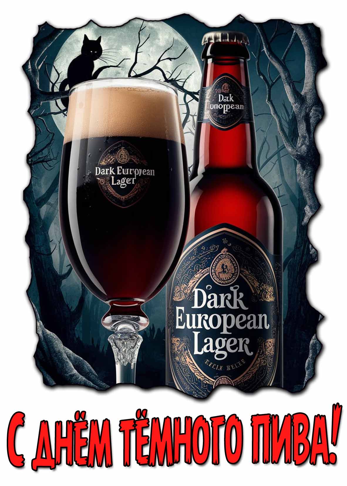 С днём тёмного пива! - красивая открытка