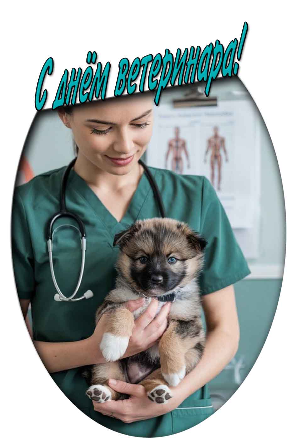С днём ветеринара! - открытка для женщины