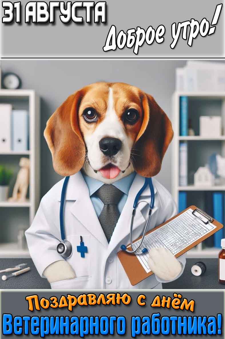 Картинка "31 августа доброе утро! Поздравляю с днём ветеринарного работника!"