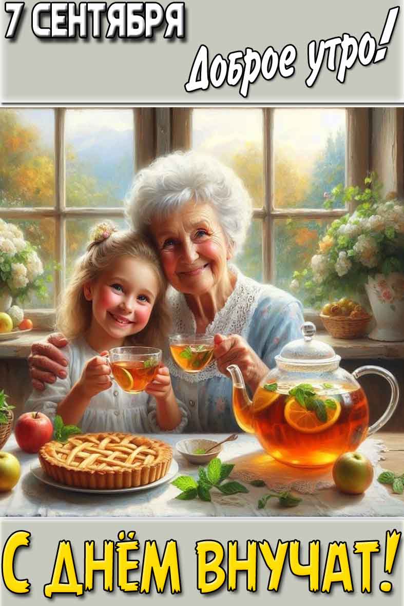 Открытка "7 сентября доброе утро! С днём внучат!"