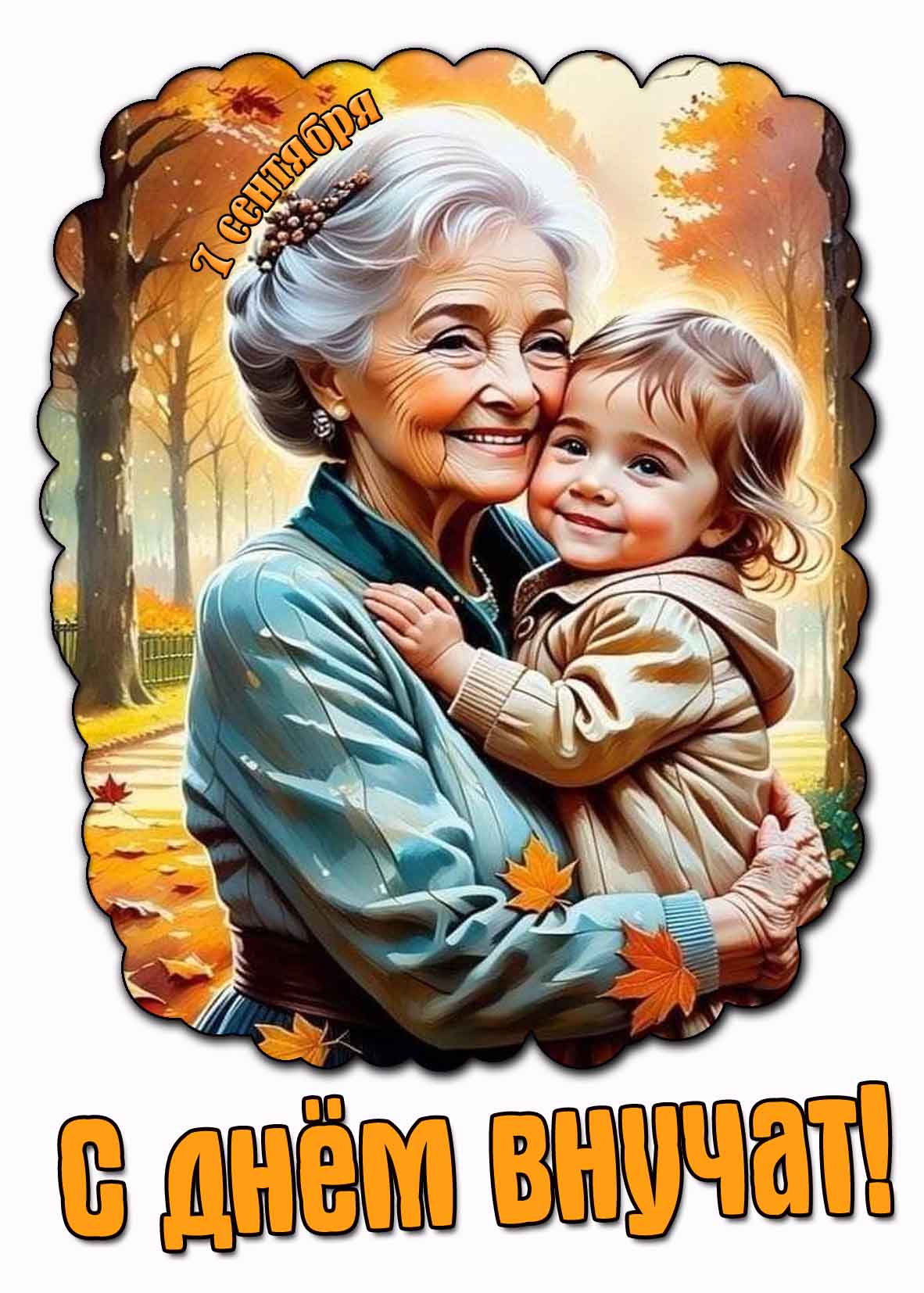 Осенняя картинка с днём внучат 7 сентября