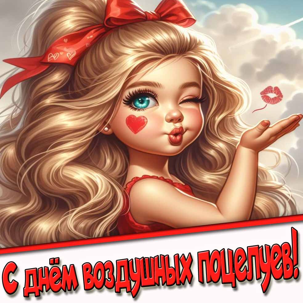 С днём воздушных поцелуев! - открытка для детей
