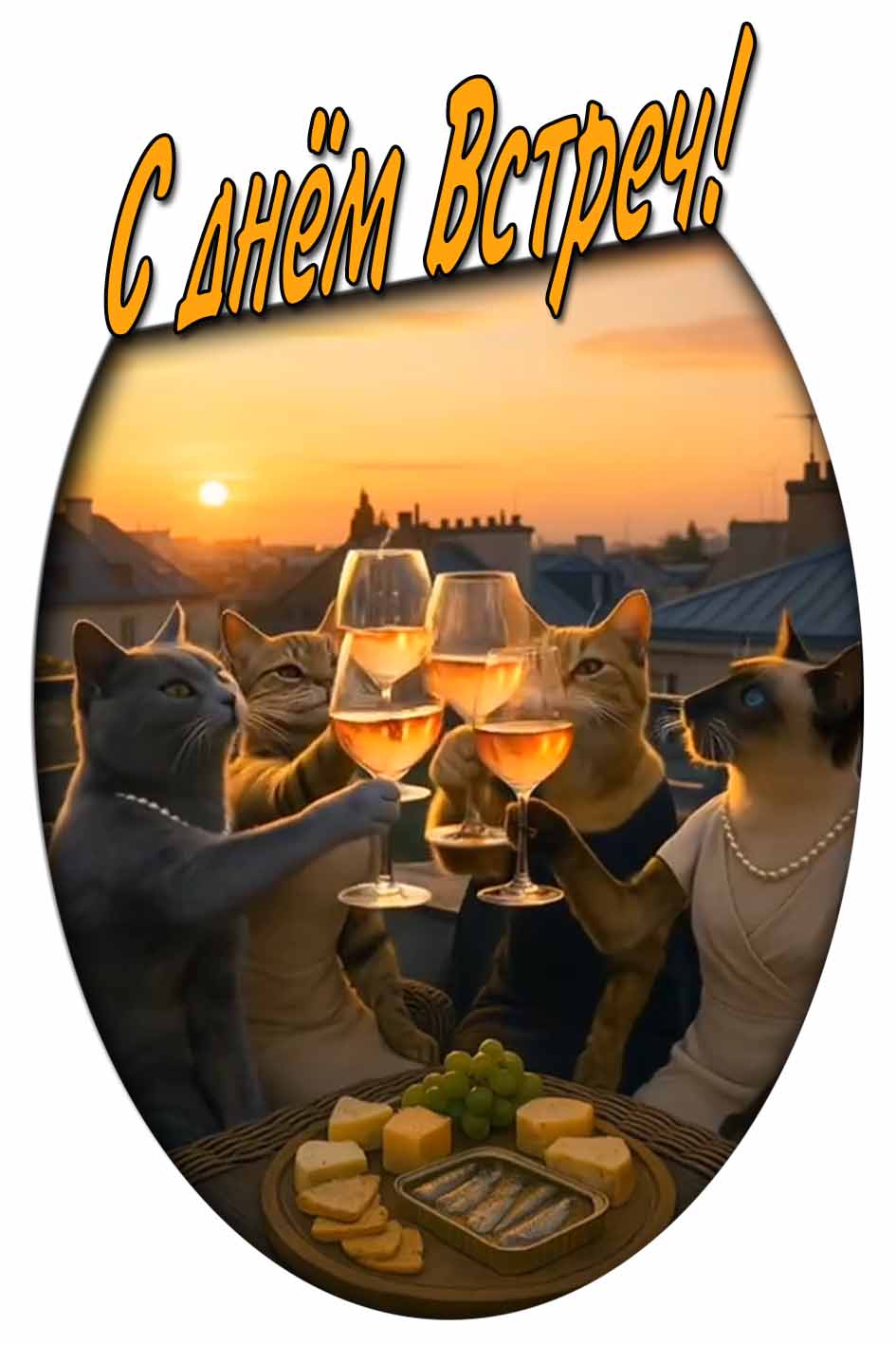 С днём Встреч! - прикольная картинка с котами