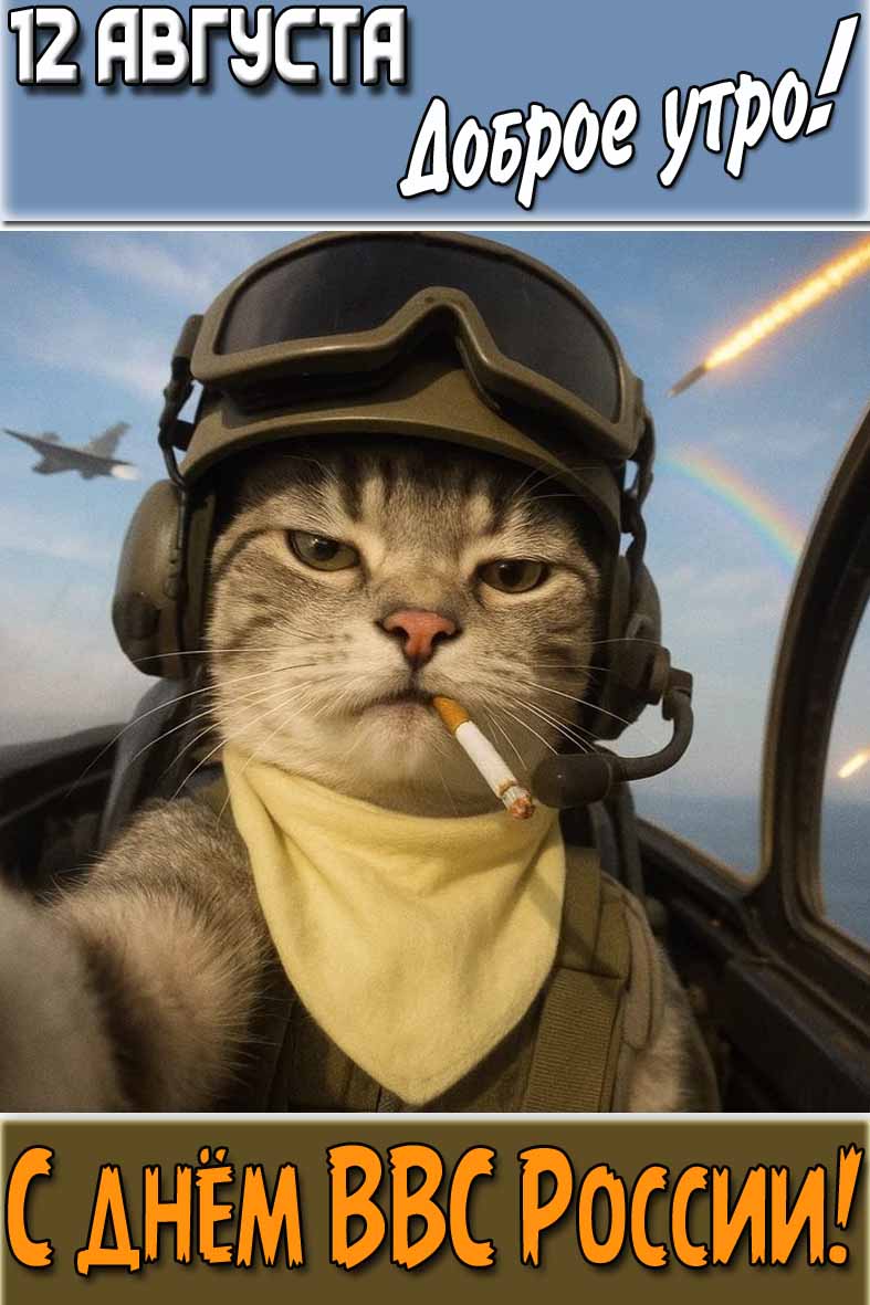 Смешная картинка "12 августа доброе утро! С днём ВВС России!"
