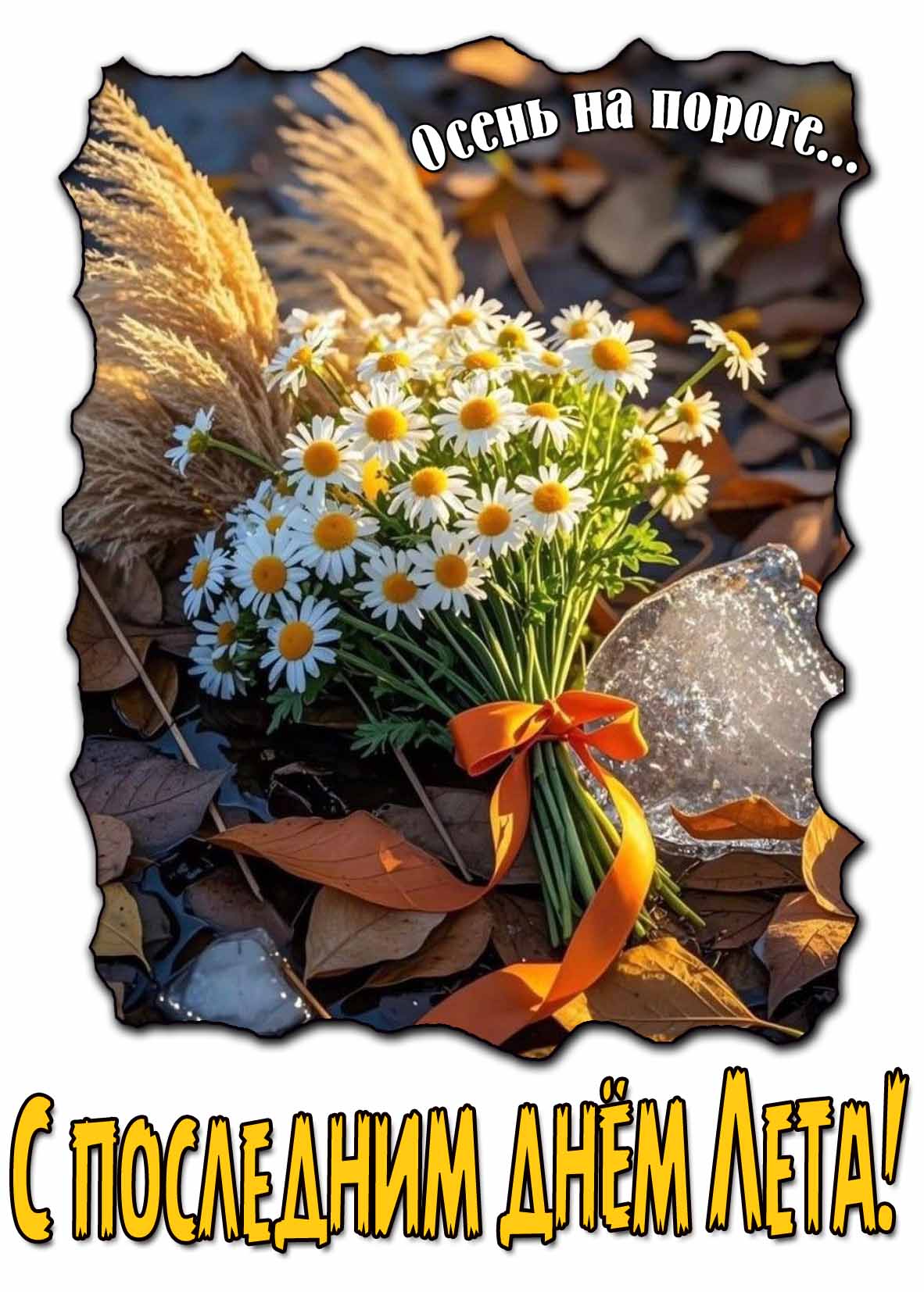 Открытка "С последним днём Лета! Осень на пороге..."