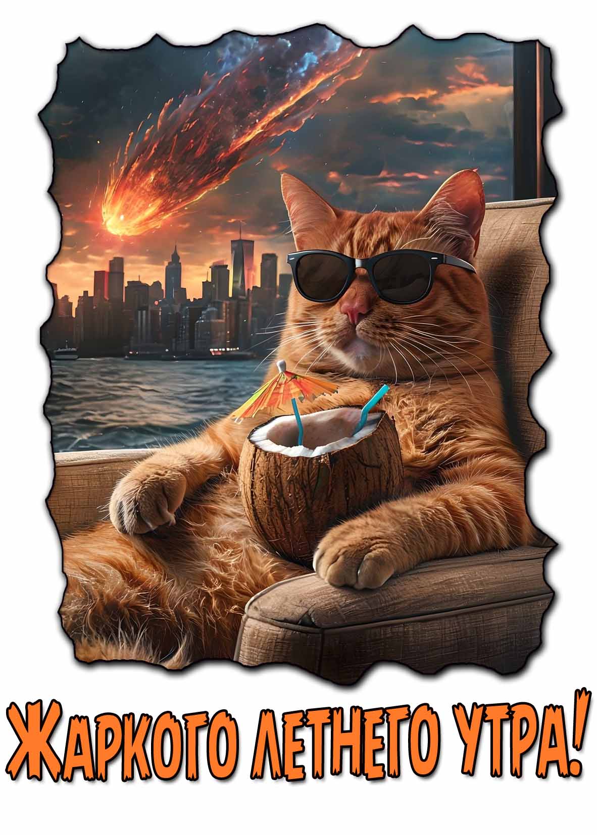Жаркого летнего утра! - смешная картинка с котом
