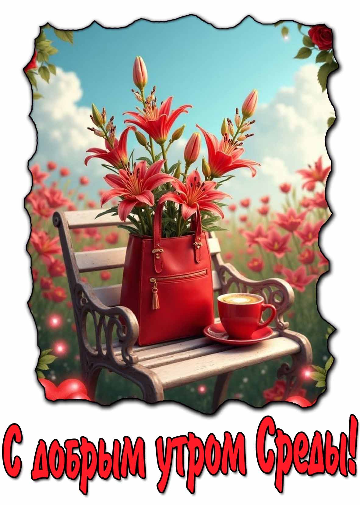 С добрым утром среды! - открытка с лилиями
