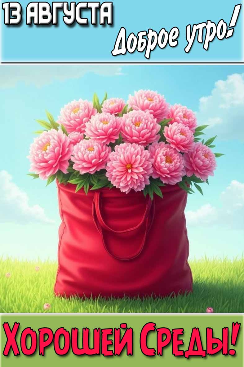 Красивая открытка "13 августа доброе утро! Хорошей среды!"