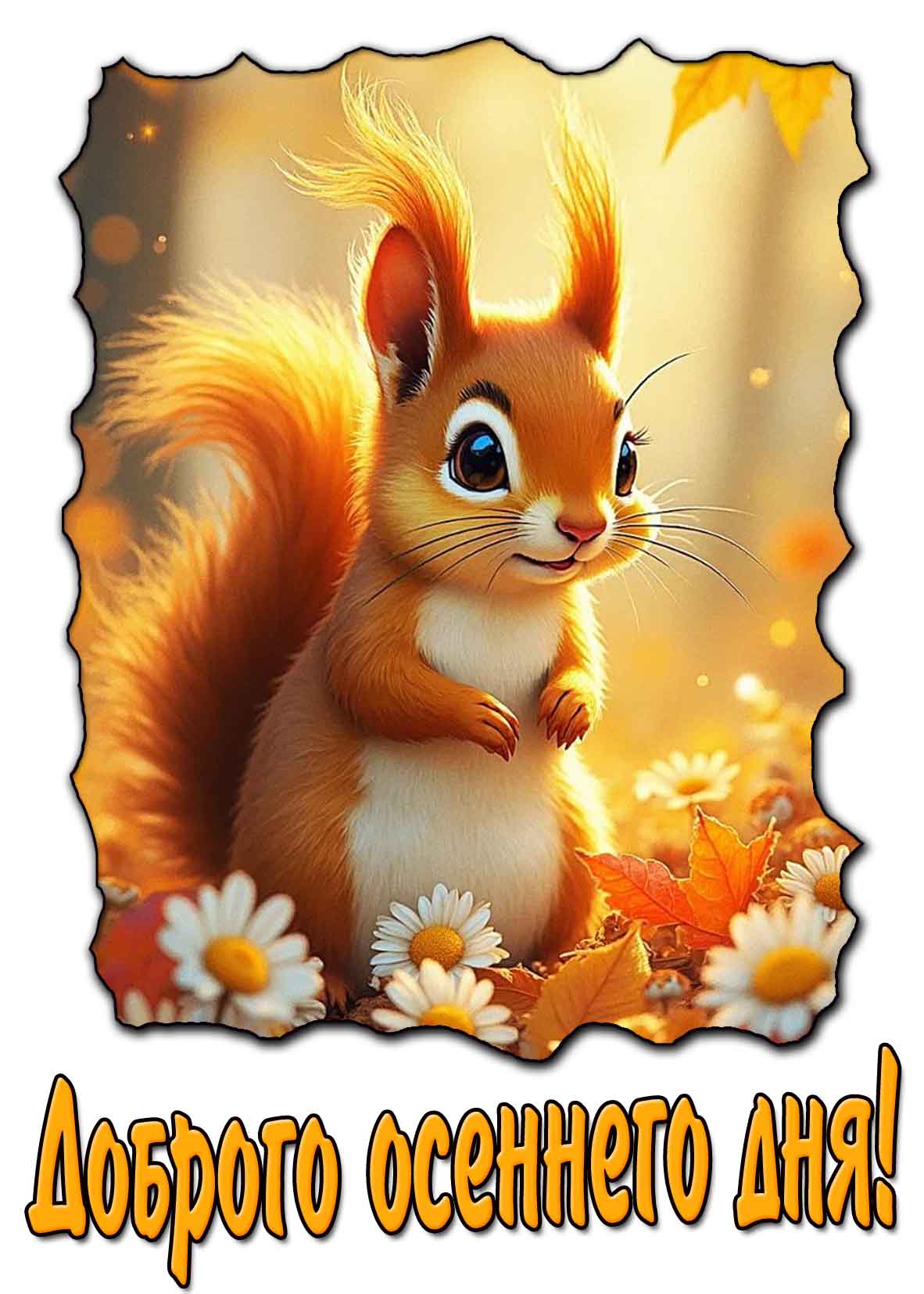 Доброго осеннего дня! - открытка с белкой